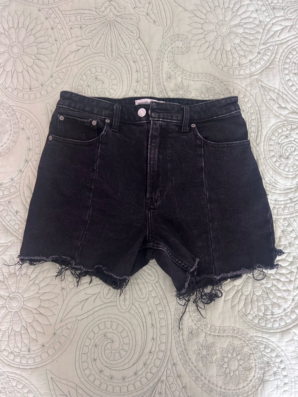 Abercrombie & Fitch Black High-Rise Denim Cutoff Shorts